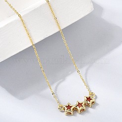 Colliers pendentifs triple étoile en laiton et verre&nbsp;KK-CBAB173-03G-08
