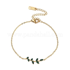 Armbänder aus Edelstahl 304 mit Strass-Blattgliedern&nbsp;SA-CBA5F76-03G-03