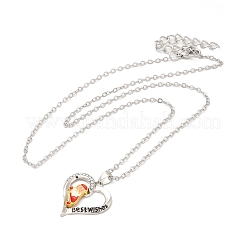 Ожерелья с подвесками из цинкового сплава в форме сердца и словами с наилучшими пожеланиями на Рождество&nbsp;LS-NJEW-M203-02A-GP