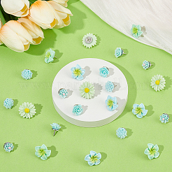 24個 6スタイルの花の樹脂製画鋲  鉄のピン付き  ミックスカラー  16~18mm  4個/スタイル&nbsp;AJEW-BM0001-05