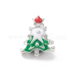 クリスマステーマ合金エナメルヨーロッパビーズ  大穴ビーズ  プラチナ  クリスマスツリー  15.5x13x9mm  穴：5.5mm&nbsp;MPDL-Q213-09P
