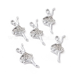 合金クリスタルラインストーンペンダント  バレエダンサーのチャーム  プラチナ  23x13x3mm  穴：1.6mm&nbsp;ALRI-C008-39P
