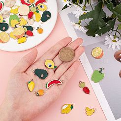 40шт 10 стиля светлые позолоченные подвески из сплава с эмалью&nbsp;ENAM-SC0001-89KCG