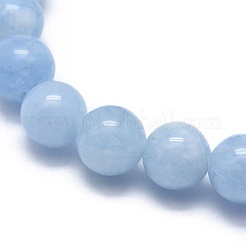 Bracelets extensibles en perles de jade blanches naturelles et teintes&nbsp;BJEW-K212-A-018