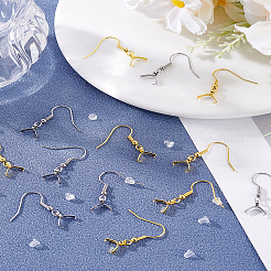 30 шт. 2-х цветные крючки для сережек из нержавеющей стали 304&nbsp;STAS-LP0001-97