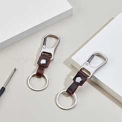 2 sachet de porte-clés rectangulaires en ruban adhésif en cuir de vachette&nbsp;KEYC-ME0001-21A