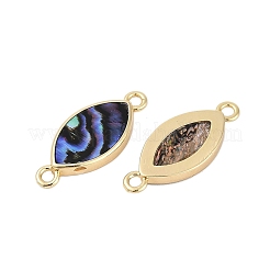 Breloques connecteurs en coquillage paua naturel pavé de laiton&nbsp;KK-M299-01C-G
