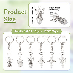 60 шт. подвески из сплава и стеклянных бусин с жемчугом в 6 стилях&nbsp;PALLOY-TAC0162