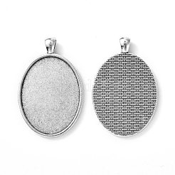 Тибетский стиль овальный сплава сеттинги кабошон большой кулон X-TIBEP-Q045-051AS-RS