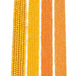 電気メッキガラスビーズセット  パール光沢メッキ  多面カット  ロンデル  ゴールド  3.5~3.8x3mm  穴：0.8~1mm  約105~110個/連  29~31cm&nbsp;EGLA-A044-P3mm-A29