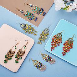 5 пара 5-х стильных сережек-люстр с конским глазом и кольцом EJEW-SW00008