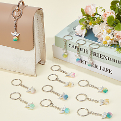 32шт брелок из акрила и сплава 8 цветов с имитацией жемчуга&nbsp;KEYC-ME00006