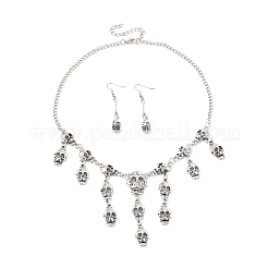 Halloween-Sets aus tibetischem Legierungs-Lätzchen und baumelnden Ohrringen&nbsp;LS-SJEW-P006-03AS