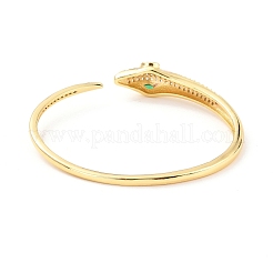 Браслет-манжета с кубическим цирконием в виде змеи BJEW-D448-01G-RS