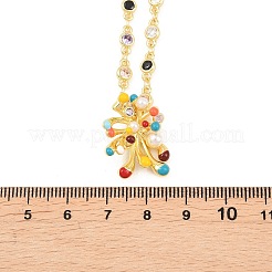 Подвеска-колье из латуни с разноцветными кубическими циркониями и эмалью в виде фейерверка для женщин.&nbsp;NJEW-F364-03G