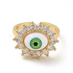 Кубический цирконий солнце с дурным глазом открытое кольцо-манжета с акрилом&nbsp;RJEW-B042-06G-03
