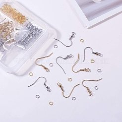 304ステンレススチールピアスフック  水平ループと丸カン付き  ゴールデン·ステンレス鋼色  74x72x17mm&nbsp;STAS-UN0001-19