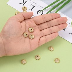 Экологически чистые многолепестковые цветочные латунные бусины с микропаве из фианита&nbsp;ZIRC-M098-02G-FF