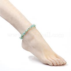 Bracelets de cheville en perles d'amazonite à fleurs naturelles&nbsp;AJEW-AN00229-08