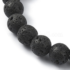 Bracelets extensibles en perles rondes en pierre de lave naturelle teinte&nbsp;BJEW-TA00337-01