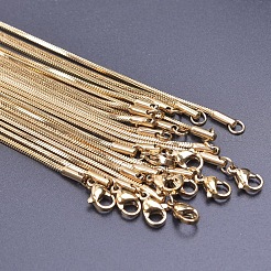 1.5mm 304ステンレススチールスクエアスネークチェーンネックレス  18KGP本金メッキ  17.72インチ（45cm）&nbsp;X-TW4888-1
