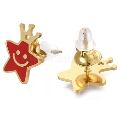 Orecchini a bottone in acciaio inossidabile smaltato 304 con placcatura ionica (ip)&nbsp;EJEW-I316-03G-04