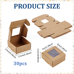 30 boîte cadeau de rangement carrée pliable en papier avec fenêtre visible&nbsp;CON-PH0003-62A