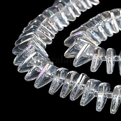 電気メッキガラスビーズセット  三角形  ABカラーメッキ  透明  9x15.5~16x2.8~3mm  穴：1mm  約119~131個/連  24.21''~24.41''（61.5~62センチメートル）&nbsp;GLAA-K061-04A-AB01