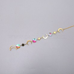 Ornamento di campanelli eolici in ottone con sole e luna&nbsp;HJEW-TAC0009-08G
