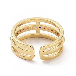 Красочное кольцо-манжета с тройной линией кубического циркония RJEW-I093-01G