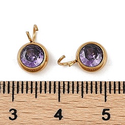 Dijes de circonita cúbica micropavé de acero inoxidable 304 con revestimiento iónico (IP)&nbsp;STAS-Z094-02G-04