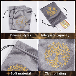 2 шт. 2 стиля прямоугольные бархатные мешочки для хранения карт Таро с золотым тиснением и завязками для гадания ABAG-CN0001-54