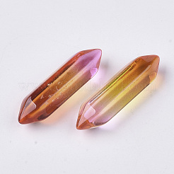 {2}トーンガラスの二重終端ポイントビーズ  穴なし/ドリルなし  弾丸  チョコレート  30~32x8~9x8mm&nbsp;LS-GLAA-S167-12H