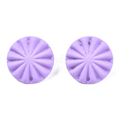 スプレー塗装鉄スタッドピアスパーツ  穴付き  フラットラウンド  紫色のメディア  17mm  穴：1.2mm  ピン：0.7mm&nbsp;IFIN-N008-017B