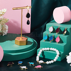 12 шт. 6-х цветные друзовые кварцевые кристаллы окрашенные соединительные подвески&nbsp;FIND-SC0005-33