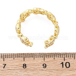 Латунные кольца-манжеты с микропаве и прозрачным цирконием для женщин&nbsp;RJEW-G345-01G