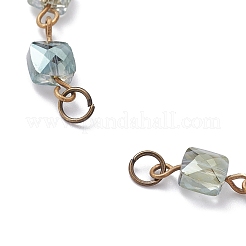 Изготовление браслета-цепочки с квадратными гранеными стеклянными бусинами AJEW-JB01150-52