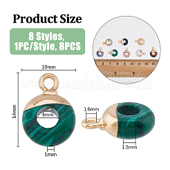 8 шт. 8 стиля натуральных и синтетических смешанных драгоценных камней плоские круглые/пончиковые подвески G-FH0002-13