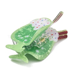 女性や女の子向けのPVCプラスチック製ヘアクリップ  アイスクリーム  グリーン  53.5x100x48mm&nbsp;OHAR-D001-07A