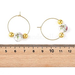 Handgefertigte Ohrringe aus Porzellan mit Blumenmuster&nbsp;EJEW-JE07440