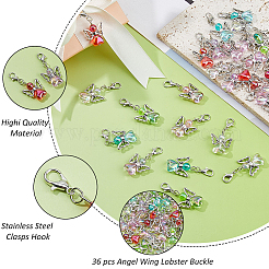 36 шт. 6 цвета сердце ангел сплав эмаль подвеска украшение&nbsp;HJEW-FH00125