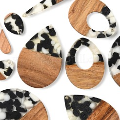 10шт 5 стильные подвески из смолы и орехового дерева&nbsp;RESI-LS0001-44