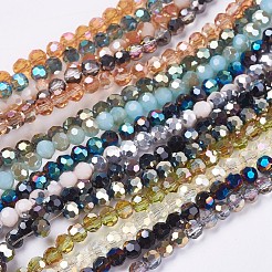 ガラスビーズ連売り  混合スタイル  ファセット（32ファセット）  ラウンド  ミックスカラー  3.5~4.5mm  穴：0.5mm  約100個/連  13.9~15.7インチ（35.5~40cm）&nbsp;EGLA-F120-M01