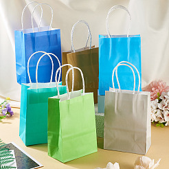 12 шт. 6-х цветные однотонные крафт-бумажные пакеты&nbsp;AJEW-TA0002-64B