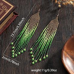 Серьги-кисточки из бисера ручной работы из богемного стекла&nbsp;KU8026