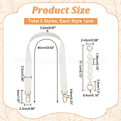 2 шт. 2 комплекта ремней для сумок из искусственной кожи и круглого АБС-пластика с имитацией жемчуга FIND-WR0009-23B