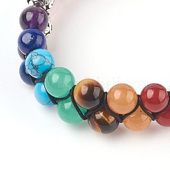 Pulseras de cuentas trenzadas de cuarzo rosa natural de chakra&nbsp;BJEW-O164-A07