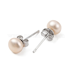 Aretes de perlas redondas naturales&nbsp;EJEW-E298-01B-02P
