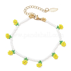 Браслеты с подвесками из стеклянного бисера в виде цветочных мотивов для женщин&nbsp;BJEW-MZ00306-02