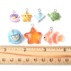 24 шт. 7 подвески из смолы в виде морских организмов RESI-FS0002-05